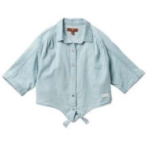 7 For All Mankind Front Tie Raglan Sleeve Top